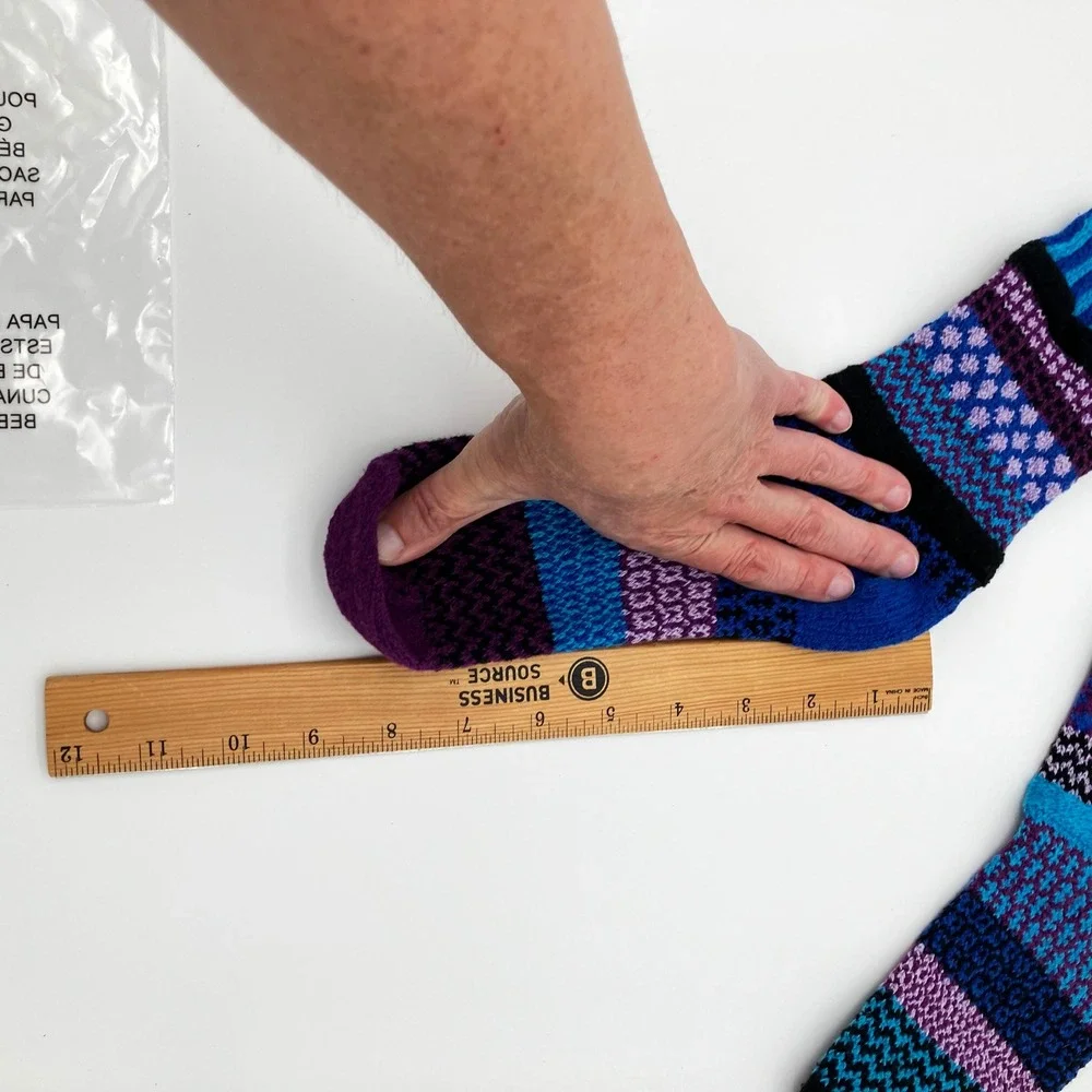 Solmate Socks Raspberry Knitted Crew Socks Small Purple Blue Mismatched USA